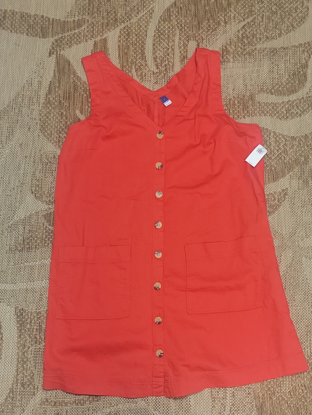 Old Navy Coral Button-Front Sleeveless Tunic